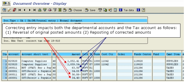 Tax Code Correction Tax Recalculation