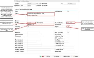 An image illustrating how to enter a PO Box address in AMS