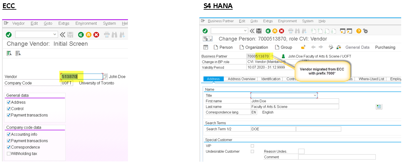 S4 HANA Business Partner – Change & Create Accounts Payable Vendor 