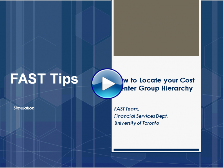 SIMULATION How to Locate your Cost Center Group Hierarchy Financial